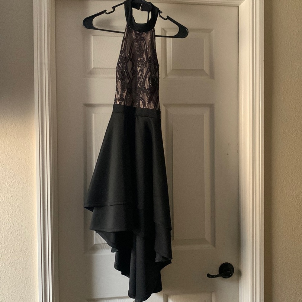 Black Lacey nude dress! Worn it about 4 times. Size 3 by Jodi Kristopher.